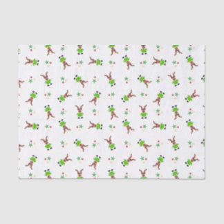 Festive Green And Gold Kasky Christmas Reindeer Tissue Paper