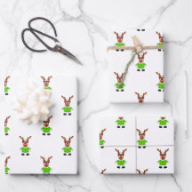 Festive Green And Gold Kasky Christmas Reindeer