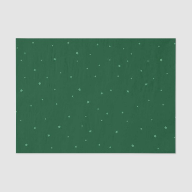 Festive Green and Starry Christmas Holiday Tissue Paper (Front)