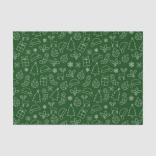 Festive Green and White Winter Christmas Pattern Tissue Paper