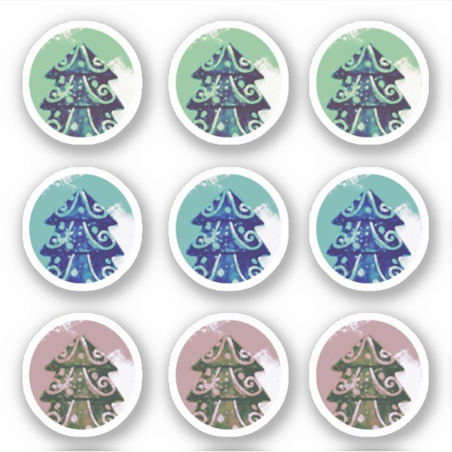 Festive Green Blue Decorated Christmas Tree (Front)