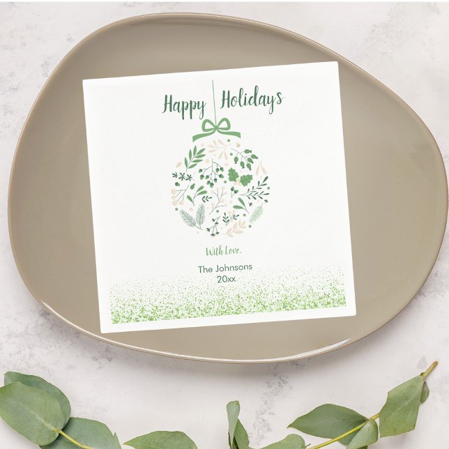 Festive Green Botanical Christmas Party Napkin (Creator Uploaded)