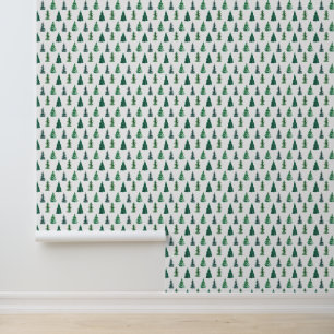 Festive Green Christmas Tree Stick and Peel Wallpaper