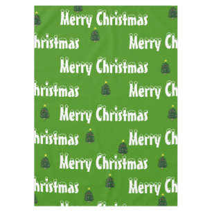 Festive Green Christmas Trees Tablecloth