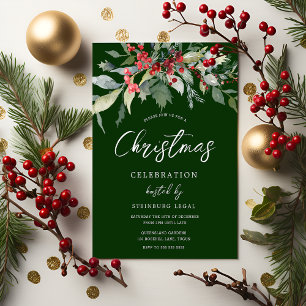 Festive Green Corporate Office Christmas Party Invitation