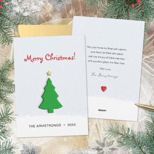 Festive Green Cute Clay Tree Star Christmas Holiday Card