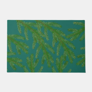 Festive Green Fir Tree Branches  Doormat
