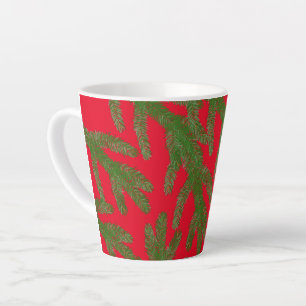 Festive Green Fir Tree Branches Latte Mug