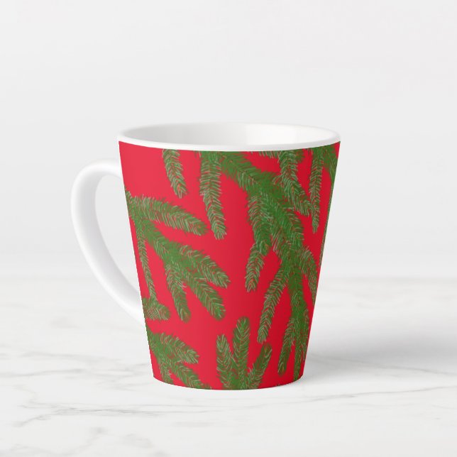 Festive Green Fir Tree Branches  Latte Mug (Left Angle)