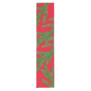Festive Green Fir Tree Branches   Short Table Runner