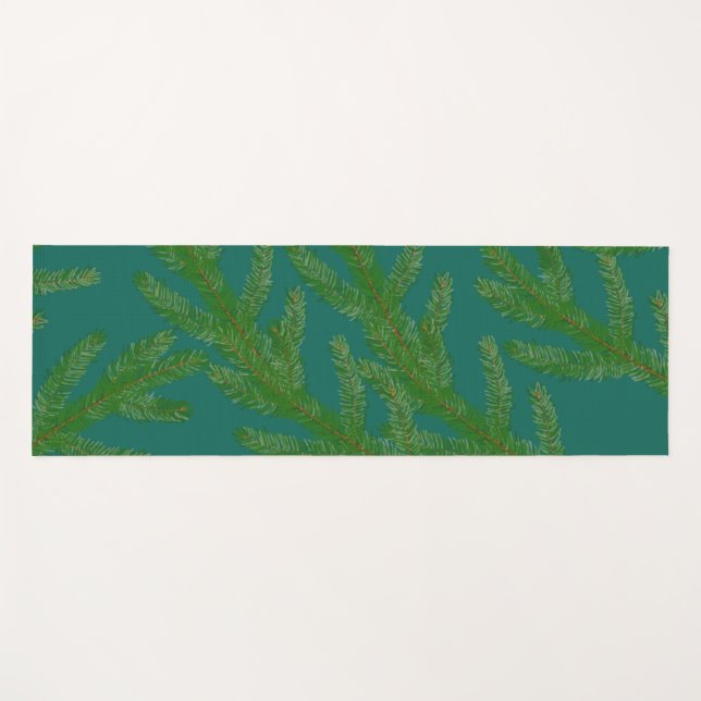 Festive Green Fir Tree Branches   Yoga Mat (Front (Horizontal))