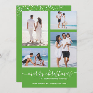 Festive Green Multi Photo Christmas Holiday Card