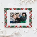 Festive Green Plaid Pattern Merry Christmas Photo Holiday Card<br><div class="desc">Send Christmas greetings with this classic plaid Merry Christmas photo flat card. It features a classic green,  white and red plaid pattern. Personalise by adding a horizontal photo,  name,  holiday greeting,  year and message. This festive green plaid Christmas card is available in other colours.</div>