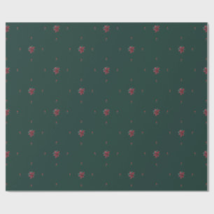 Festive Green Poinsettia Wrapping Paper