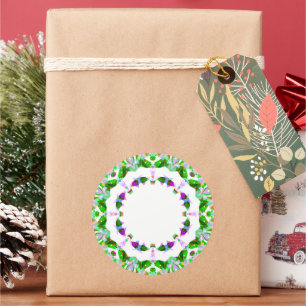 Festive Green Purple Geometric Christmas Star Gift Classic Round Sticker