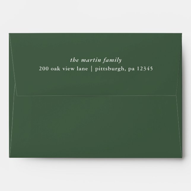 Festive Green Return Name and Address Holiday Envelope (Back (Top Flap))