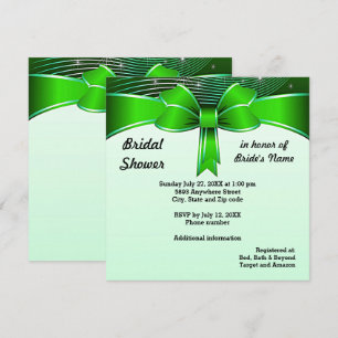Festive Green Ribbon Bridal Shower Invitation