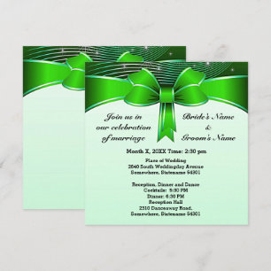 Festive Green Ribbon Wedding 5.25" x 5.25" Invite