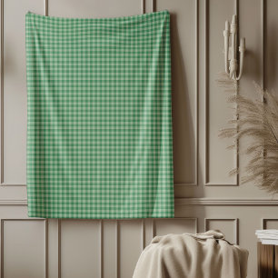 Festive Green Tartan Checkered Plaid Christmas Fleece Blanket