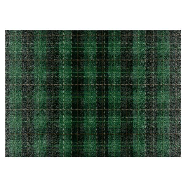 Festive Green Winter Christmas Plaid Pattern Cutting Board (Front)
