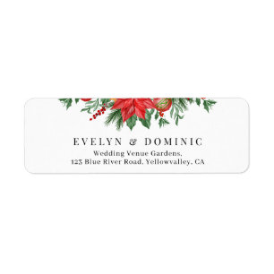 Festive Greenery Christmas Wedding Return Address
