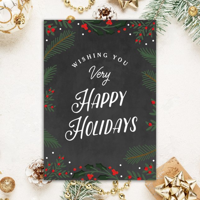 Festive Greenery Custom Business Holiday Card (Creator Uploaded)