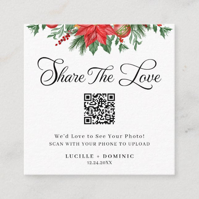 Festive Greenery Holiday Wedding Share The Love Enclosure Card (Front)
