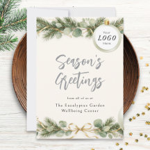 Festive Greenery Watercolor Business Custom Flat