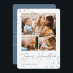 Festive Greeting | 3 Photo Collage Hanukkah Holiday Card<br><div class="desc">A retro meets modern Hanukkah photo card design featuring three of your favourite photos (one landscape/horizontal and two square) on a crisp white background accented with hand drawn stars at the corners. "Joyous Hanukkah" appears beneath in handwritten script lettering. Personalise with your family name and the year.</div>