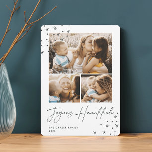 Festive Greeting   3 Photo Collage Hanukkah Holiday Card