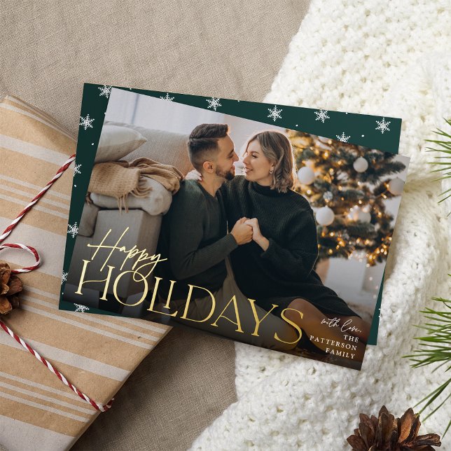 Festive Greeting | Happy Holidays Full Photo Foil Holiday Card (Creator Uploaded)