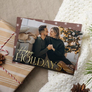 Festive Greeting   Happy Holidays Full Photo Foil Holiday Card