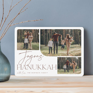 Festive Greeting   Joyous Hanukkah 3 Photo Holiday Card