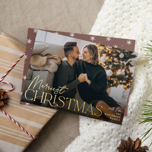 Festive Greeting Merriest Christmas Full Photo Foil Holiday Card