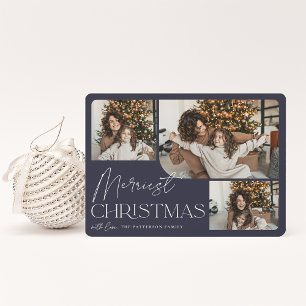 Festive Greeting   Merriest Christmas Photo Holiday Card
