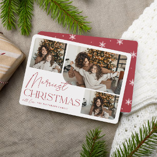 Festive Greeting   Merriest Christmas Photo Holiday Card