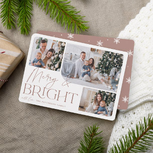 Festive Greeting   Merry & Bright Photo Christmas Holiday Card
