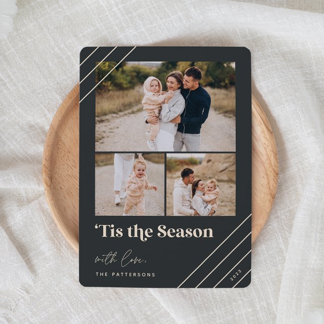 Festive Greeting | Tis the Season 3 Photo Holiday Card (Creator Uploaded)