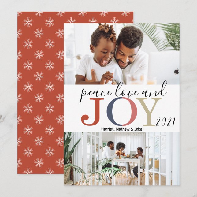 Festive Greetings 2 Photo Christmas  Holiday Card (Front/Back)