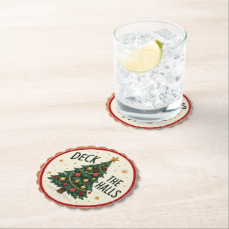 Festive Greetings Christmas Paper Coaster