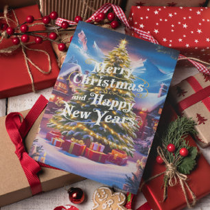 Festive Greetings: Christmas Tree and Gifts  Postcard