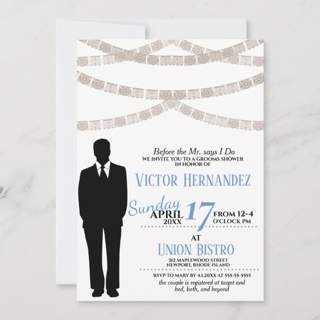 Festive Groom Shower Invitation (Front)