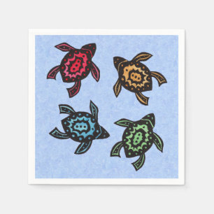 Festive Group Black Abstract Turtles Coloured Shel Napkin