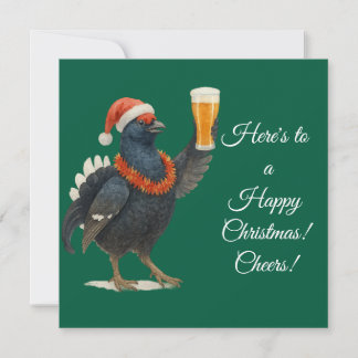 Festive Grouse with Santa Hat Christmas card