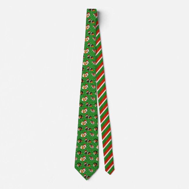 Festive Guinea Pigs Christmas Patterned Tie (Front)