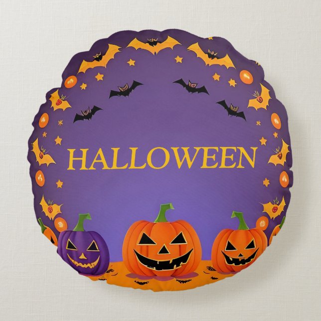 Festive Halloween Background Round Cushion (Front)