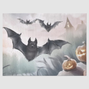Festive Halloween Gift Wrap Watercolor Art Tissue Paper