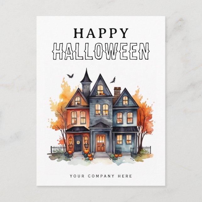 Festive Halloween House Realty Marketing   Holiday Postcard (Front)