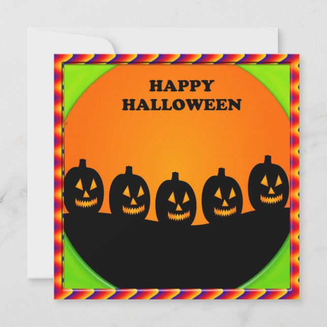 Festive Halloween Jack o' Lantern Silhouettes Invitation (Front)