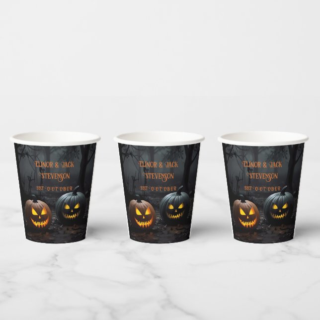Festive Halloween Pumpkins and Floral Pattern Paper Cups (Multi)